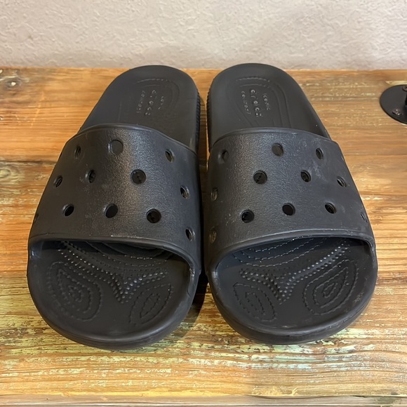 Crocs Classic Black Slides Mens Size 4 - Picture 2 of 7